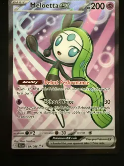 Meloetta EX 159/086 Full Art Ultra Rare Pokemon Black Bolt SV Card TCG Holo - Image 1