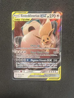 Pokemon Eevee & Snorlax GX 120/181 Sm-Team Up Ultra Rare Holo Basic 270 HP - Image 1