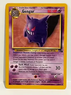 Vintage 1999 Pokemon TCG Fossil GENGAR NON-HOLO Rare 20/62 LP English, Unltd. - Image 1