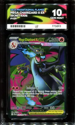 ACE 10 MEGA CHARIZARD X EX 109/094 POKEMON PHANTASMAL FLAMES SECRET RARE - Image 1