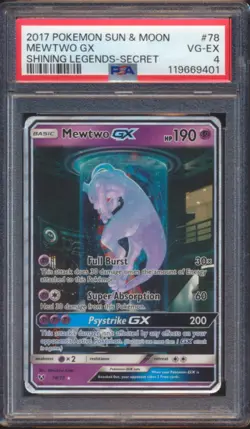 2017 POKEMON SHINING LEGENDS MEWTWO GX SECRET RARE #78 PSA 4! - Image 1