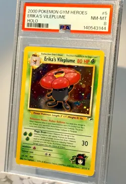 PSA NM-MT 8 ERIKA'S VILEPLUME HOLO #5 POKEMON GYM HEROES (VINTAGE) *NICE* - Image 5