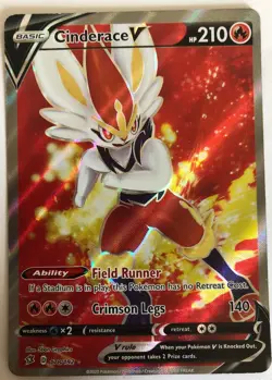 Pokemon TCG Cinderace V Rebel Clash 178/192 Holo Full Art Ultra Rare 2020 LP - Image 1