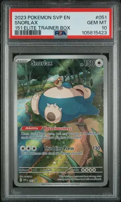 Snorlax 051/165 151 Elite Trainer Box Svp En-sv Black Star Promo Pokemon PSA 10 - Image 1