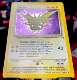 FOSSIL SET ZAPDOS 15/62 Holo Rare CARD 1999 WOTC Pokemon TCG Vintage LP - Image 4
