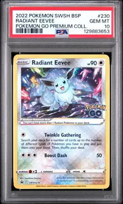 2022 Pokemon Swsh Black Star Promo #230 Radiant Eevee Pokemon Go PSA 10 - Image 1