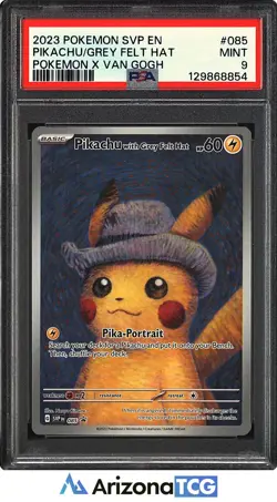 Pokemon 2023 Pikachu With Grey Felt Hat 085 Promo Pokemon X Van Gogh PSA 9 - Image 1