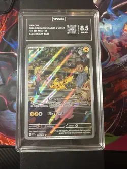 Pokemon Pikachu TCG Illustration Rare Card 2023 Scarlet & Violet 151 TAG 8.5 - Image 1