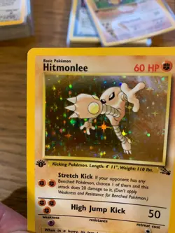 NM! 1st Edition Hitmonlee (7/62) Holo Fossil Set Pokemon Card! FAST & FREE P&P! - Image 3