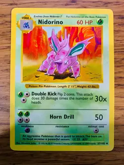 NM! Shadowless Nidorina (37/102) Base Set Rare Pokemon Card! FAST P&P! - Image 1
