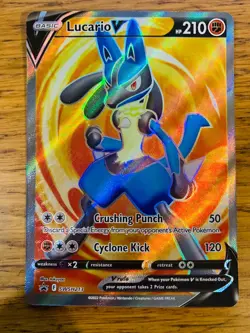 NM! Lucario V SWSH213 Sword & Shield Full Art Black Star Promo Pokemon Card! - Image 1