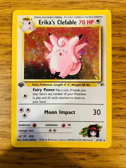 1st Edition Erika's Clefable (3/132) Holo Gym Heroes Pokemon Card! FREE P&P! - Image 2