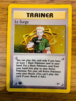 1st Edition Lt. Surge Trainer (17/132) Holo Gym Heroes Pokemon Card! FREE P&P! - Image 1