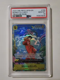 One Piece Monkey D. Luffy Treasure Rare TR OP08 Two Legends OP07-109 ENG PSA 10 - Image 1