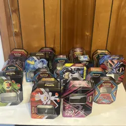 Pokemon Trading Card Game Random Collectible Tin Empty Lot Of 17 Various Sizes - Image 1