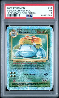 2002 POKEMON LEGENDARY COLLECTION #18 VENUSAUR-REVERSE FOIL PSA 1 - Image 1