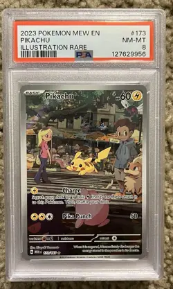 2023 POKEMON MEW EN-151 #173 PIKACHU ILLUSTRATION RARE PSA 8 - Image 1