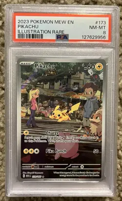 2023 POKEMON MEW EN-151 #173 PIKACHU ILLUSTRATION RARE PSA 8 - Image 2