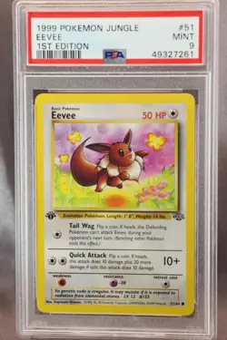1999 Pokemon Eevee, 1st Edition Jungle #51/64, PSA 9 Mint - Image 1