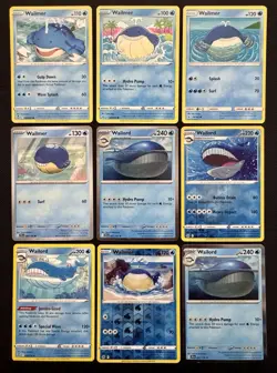 9x Wailmer Wailord Pokemon Card Lot W/ Holos & Yellow Borders Cute Pokemon - Image 1