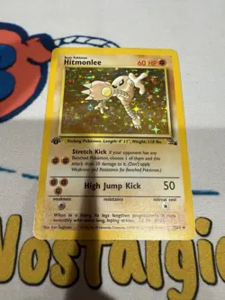1st Edition Hitmonlee 7/62 Fossil 1999 Holo Rare WOTC Pokemon Card TCG - Image 1