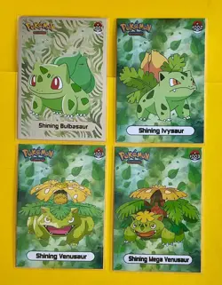 VENUSAUR — BULBASAUR (Foil) Evolution Pokemon KANTO ART Cards 1997 “SHINY” Set - Image 1