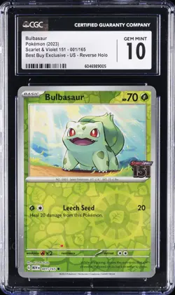 2023 POKEMON SCARLET & VIOLET 151 #001/165 BULBASAUR CGC 10 GEM MINT - Image 1