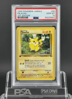 PSA 10 GEM MINT 💎 1999 POKEMON JUNGLE 1ST EDITION - PIKACHU #60 ENGLISH - Image 1