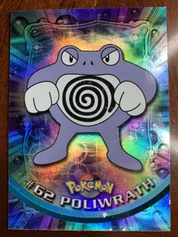 1999 Topps Pokemon TV #62 Poliwrath Rainbow Foil Blue Logo B - Image 1
