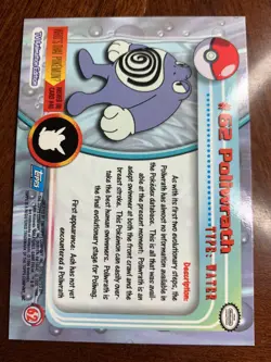 1999 Topps Pokemon TV #62 Poliwrath Rainbow Foil Blue Logo B - Image 3