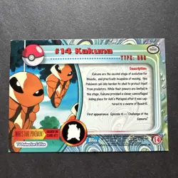 1999 topps POKEMON tv animation SERIES 1 #14 Kakuna Rainbow Foil Blue Logo - Image 2