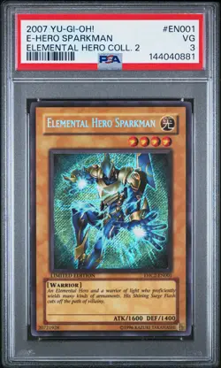 2007 YU-GI-OH! ELEMENTAL HERO COLL 2 #EN001 ELEMENTAL HERO SPARKMAN PSA 3 - Image 1