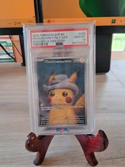 PIKACHU GREY FELT HAT POKEMON X VAN GOGH SVP EN SV BLCK STR PRM 2023 085 PSA 10 - Image 2