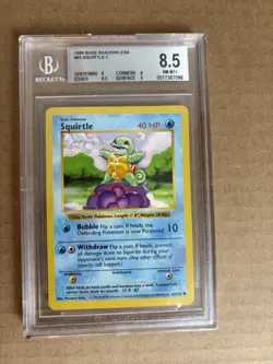 1999 Pokemon Shadowless Base Set Squirtle #63 BGS 8.5 - Image 1