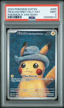 Pokemon Card PSA 9 Pikachu with Grey Felt Hat SVP 085 Van Gogh Museum Promo 2023 - Image 1