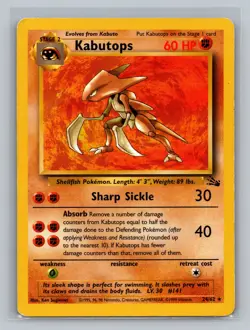 Pokemon TCG #24/62 Kabutops (24) Fossil Normal MP - Image 1