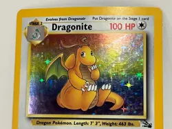 Vintage 1999 Pokemon TCG Fossil DRAGONITE HOLO Rare 4/62 MP-HP English, Unltd. - Image 2