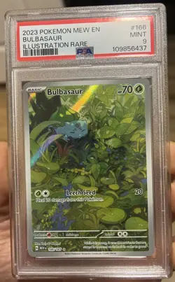 Pokemon TCG Bulbasaur Holo Illustration Rare Card 166/165 Scarlet & Violet PSA 9 - Image 1