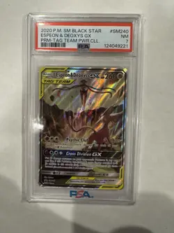 PSA 7 POKEMON ESPEON & DEOXYS GX TAG TEAM BLACK STAR PROMO - Image 1