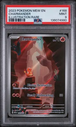 PSA 9 MINT - Charmander 168/165 Pokemon Scarlet & Violet 151 Illustration Rare - Image 1