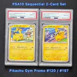 PSA10 Pikachu Gym Promo Sequential 2-Card Set 197/SV-P & 120/SV-P JP GEM MINT - Image 1