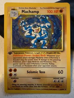 Pokemon TCG Machamp Base Set 8/102 1st Edition Holo Rare MP. - Image 1