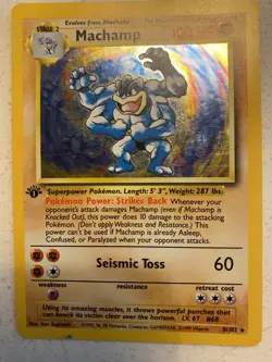 Pokemon TCG Machamp Base Set 8/102 1st Edition Holo Rare MP. - Image 2