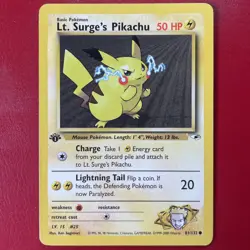 Lt. Surge's Pikachu 081/132 Gym Heroes Regular First Edition Pokemon Card - Image 1