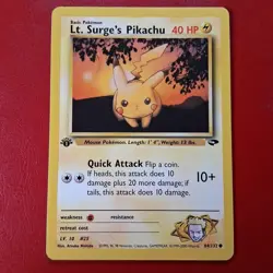 Lt. Surge's Pikachu 84/132 Gym Challenge Regular First Edition Wotc Pokemon Card - Image 1
