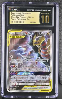 CGC Pristine 10 Pokemon TCG Garchomp & Giratina GX SM193 Black Star Promo Holo - Image 1