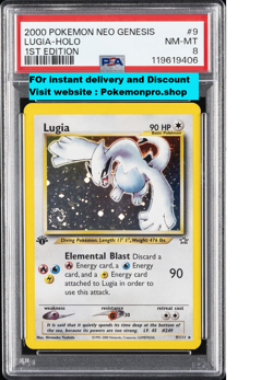 2000 POKEMON NEO GENESIS 1ST ED #9 LUGIA-HOLO PSA 8 - Image 1