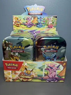New Pokemon Prismatic Evolutions Mini Tins With Display Box Set of 8 Sealed Tins - Image 1
