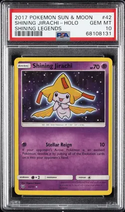 2017 POKEMON SUN & MOON SHINING LEGENDS #42 SHINING JIRACHI-HOLO PSA 10 - Image 1