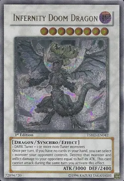 Damaged, English Yu Gi Oh Infernity Doom Dragon - TSHD-EN042 - Ultimate Rare - U - Image 1